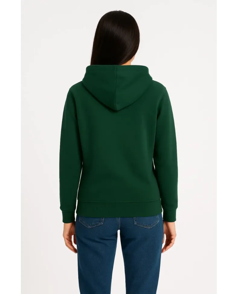 Kadın Üç İplik Kapüşonlu Kanguru Cepli Sweatshirt hoodie - Haki