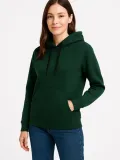Kadın Üç İplik Kapüşonlu Kanguru Cepli Sweatshirt hoodie - Haki