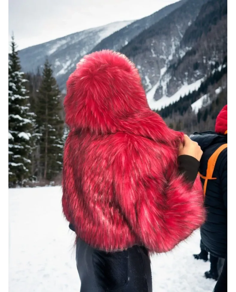 Kadın Uzun Kollu Kürk - Bordo