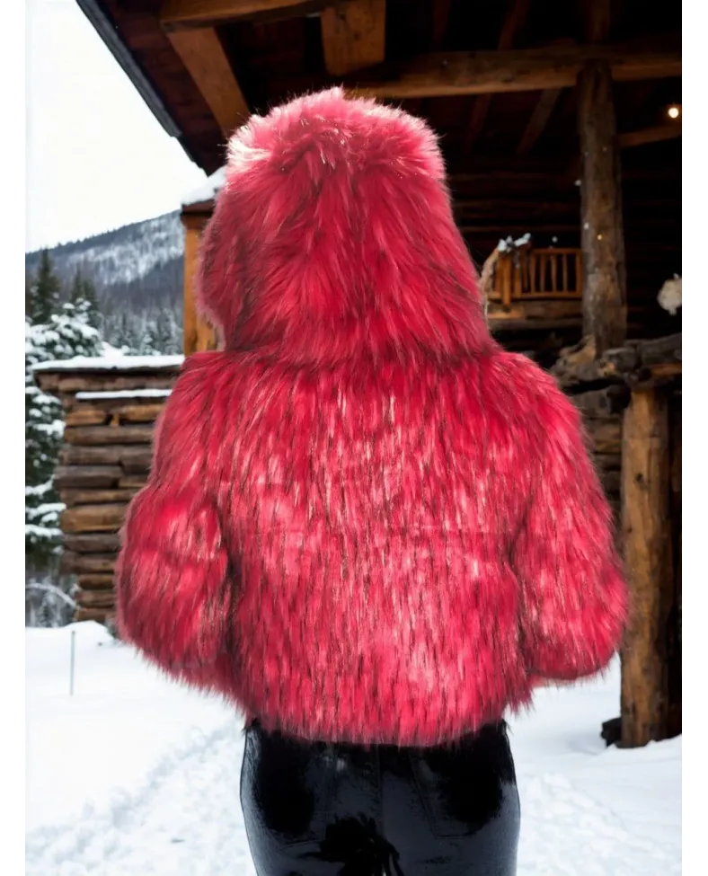 Kadın Uzun Kollu Kürk - Bordo