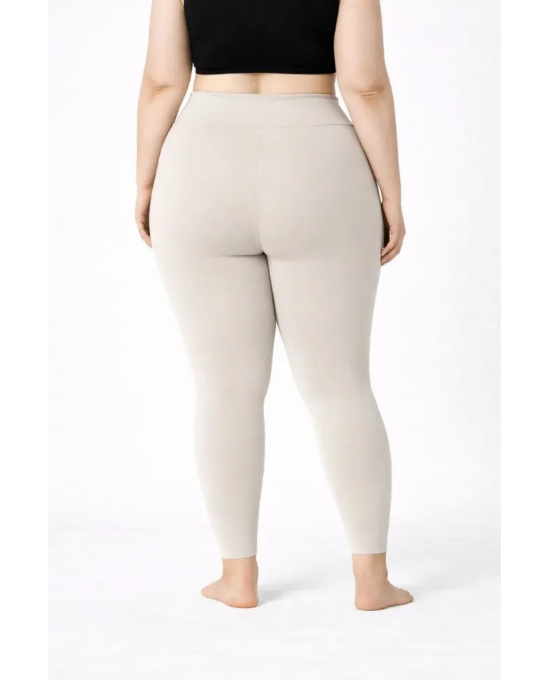 Kadın Yüksek Bel Toparlayıcı Likralı dalgıç Spor Tayt Esnek Battal Büyük Beden - Taş