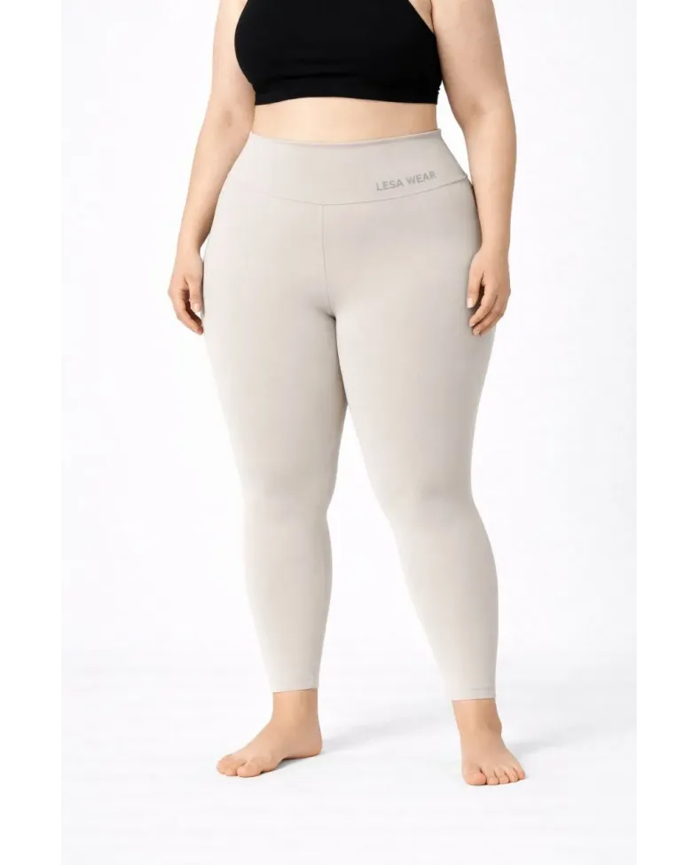 Kadın Yüksek Bel Toparlayıcı Likralı dalgıç Spor Tayt Esnek Battal Büyük Beden - Taş