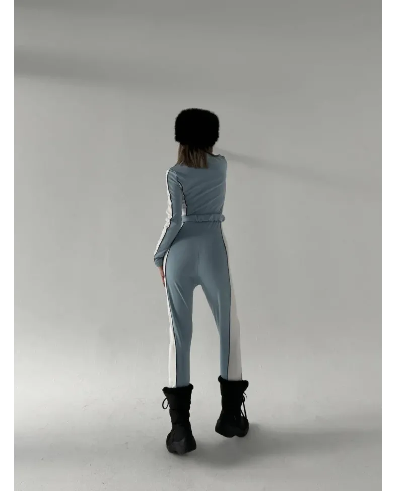 Kemer Detaylı Fermuarlı Tulum - Bebe Mavisi