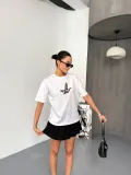 KADIN Baskılı T-Shirt Kısa Kol Bisiklet Yaka Regular Fit Yazlık Tişört - Beyaz