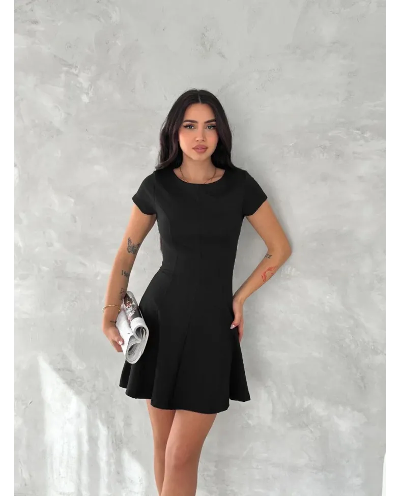 kısa kollu Mini Elbise - Siyah
