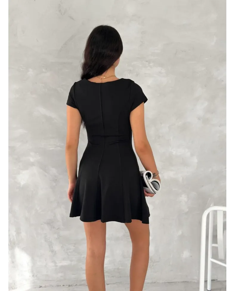 kısa kollu Mini Elbise - Siyah