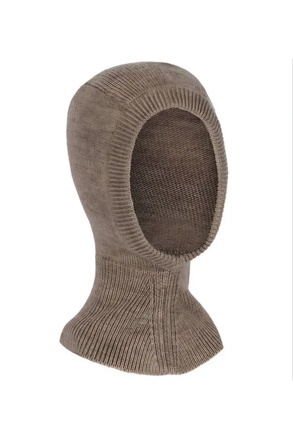 Tam Kalıp Boğazlı Dokuma Triko Bere - Vizon