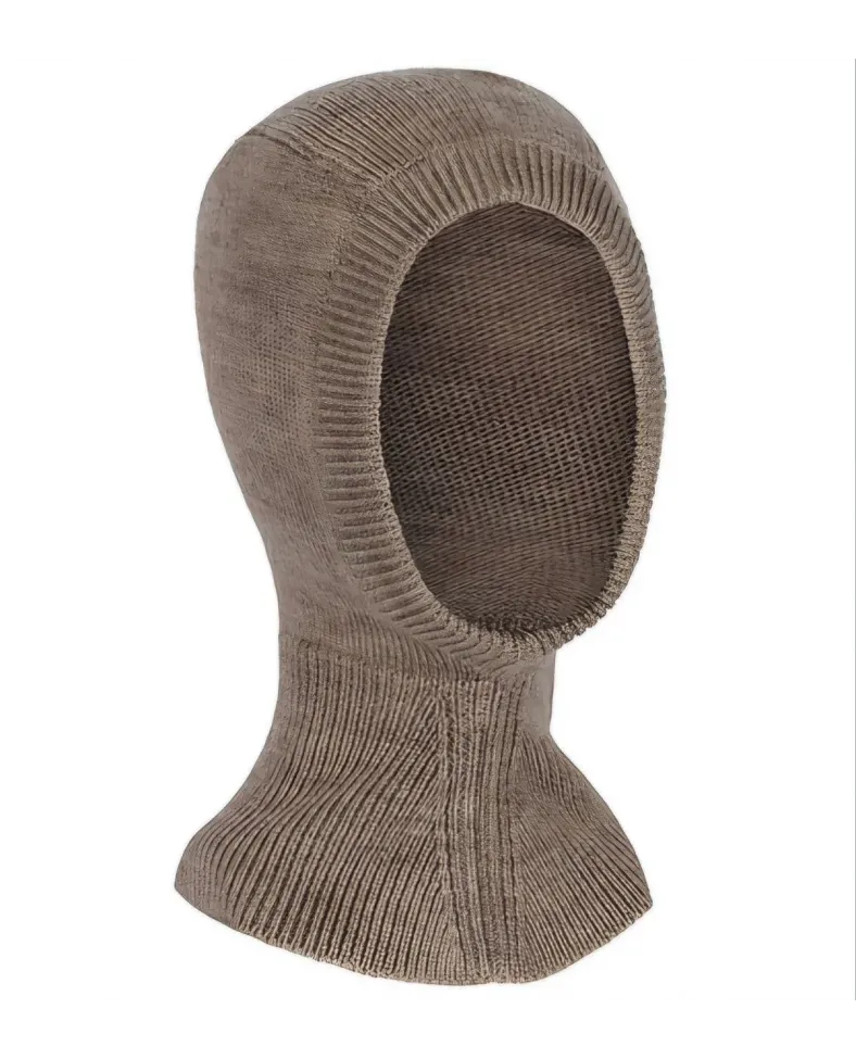 Tam Kalıp Boğazlı Dokuma Triko Bere - Vizon