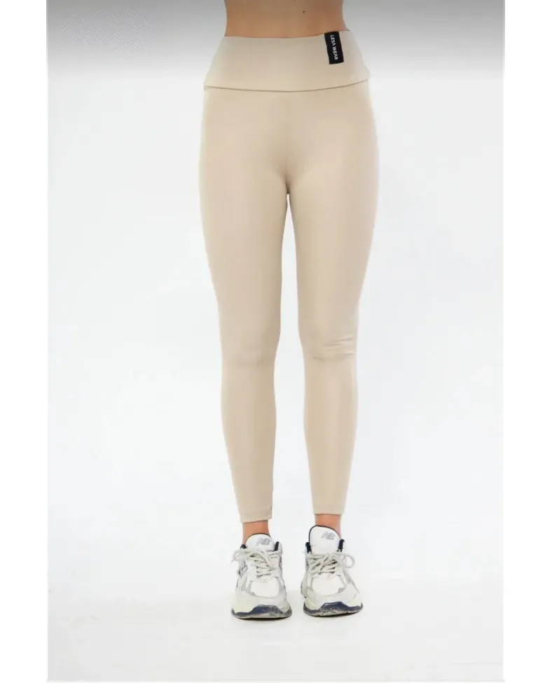 Kadın Kışlık Yüksek Bel Toparlayicı ve Sıkılaştırıcı Likralı Şardonlu Tayt - Bej Somersan Giyim | Kadın, Erkek ve Çocuk Moda