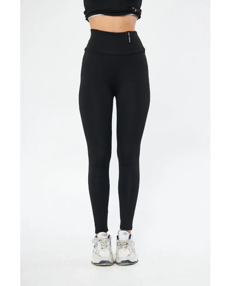 Kadın Yüksek Bel Toparlayicı ve Sıkılaştırıcı Likralı Şardonlu Tayt - Siyah