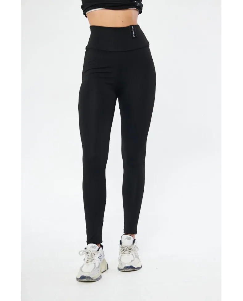 Kadın Yüksek Bel Toparlayicı ve Sıkılaştırıcı Likralı Şardonlu Tayt - Siyah