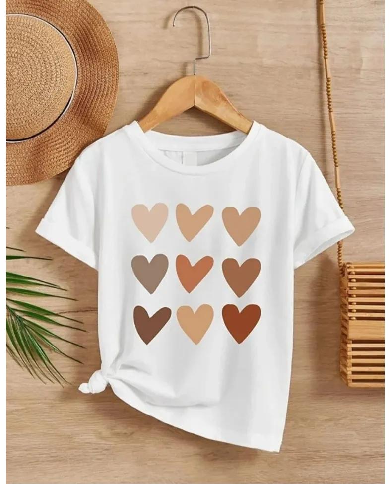 Kız Çocuk Bisiklet Yaka Baskılı T-Shirt - Beyaz