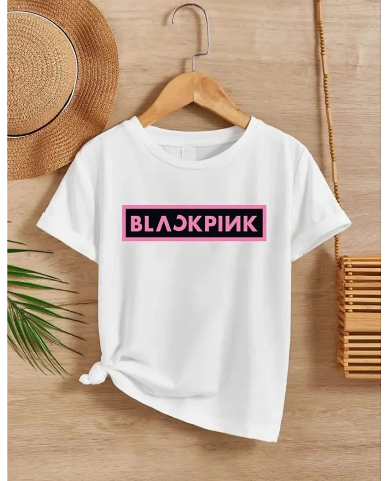 Kız Çocuk Bisiklet Yaka Baskılı T-Shirt - Beyaz