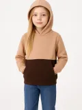 Kız Çocuk Kapüşonlu Kanguru Çepli Parçalı SweatShirt - Renkli