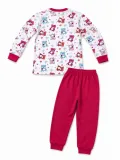 Kız Çocuk Premium Penye Ayıcık Desenli Uzun Kollu Pijama Takımı 2-11 Yaş - Kırmızı