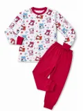 Kız Çocuk Premium Penye Ayıcık Desenli Uzun Kollu Pijama Takımı 2-11 Yaş - Kırmızı