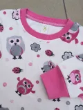 Kız Çocuk Premium Penye Baykuş Desenli Uzun Kollu Pijama Takımı 2-11 Yaş - Pembe