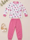 Kız Çocuk Premium Penye Baykuş Desenli Uzun Kollu Pijama Takımı 2-11 Yaş - Pembe