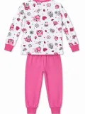 Kız Çocuk Premium Penye Baykuş Desenli Uzun Kollu Pijama Takımı 2-11 Yaş - Pembe