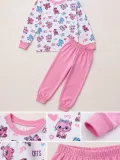 Kız Çocuk Premium Penye Kedi Desenli Uzun Kollu Pijama Takımı 2-11 Yaş - Pembe