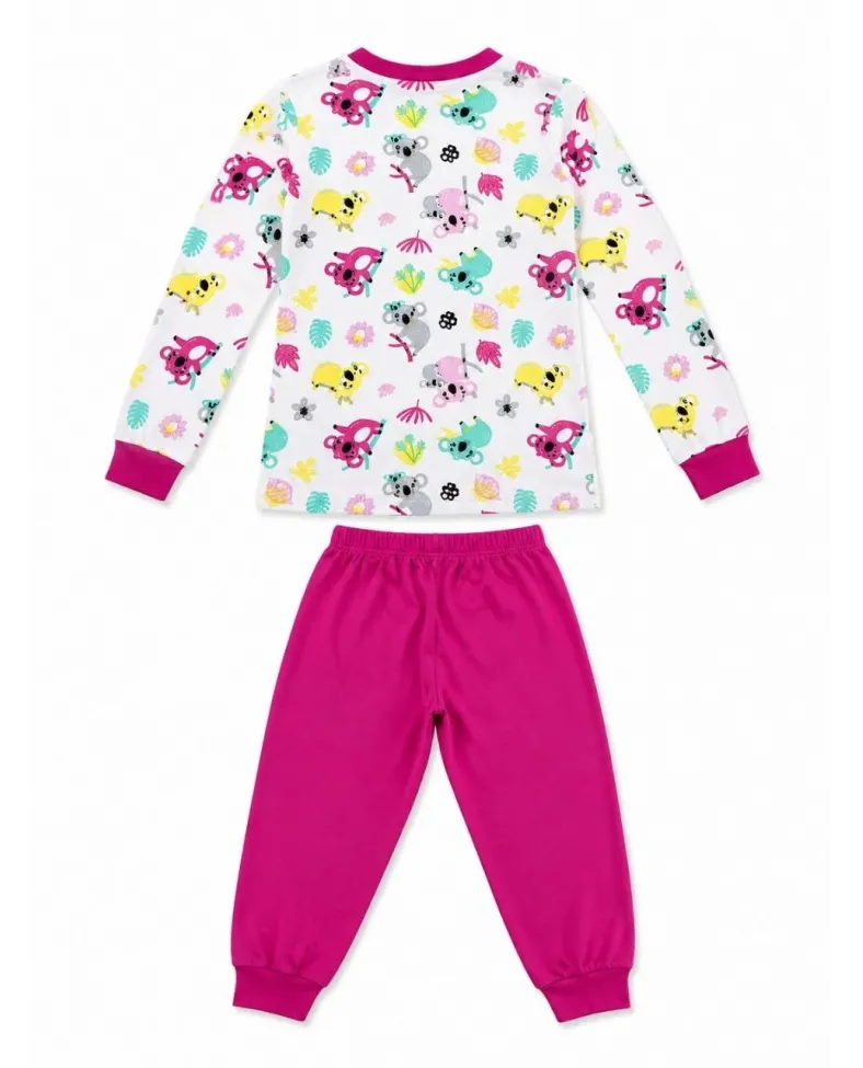 Kız Çocuk Premium Penye Koala Desenli Uzun Kollu Pijama Takımı 2-11 Yaş - Fuşya