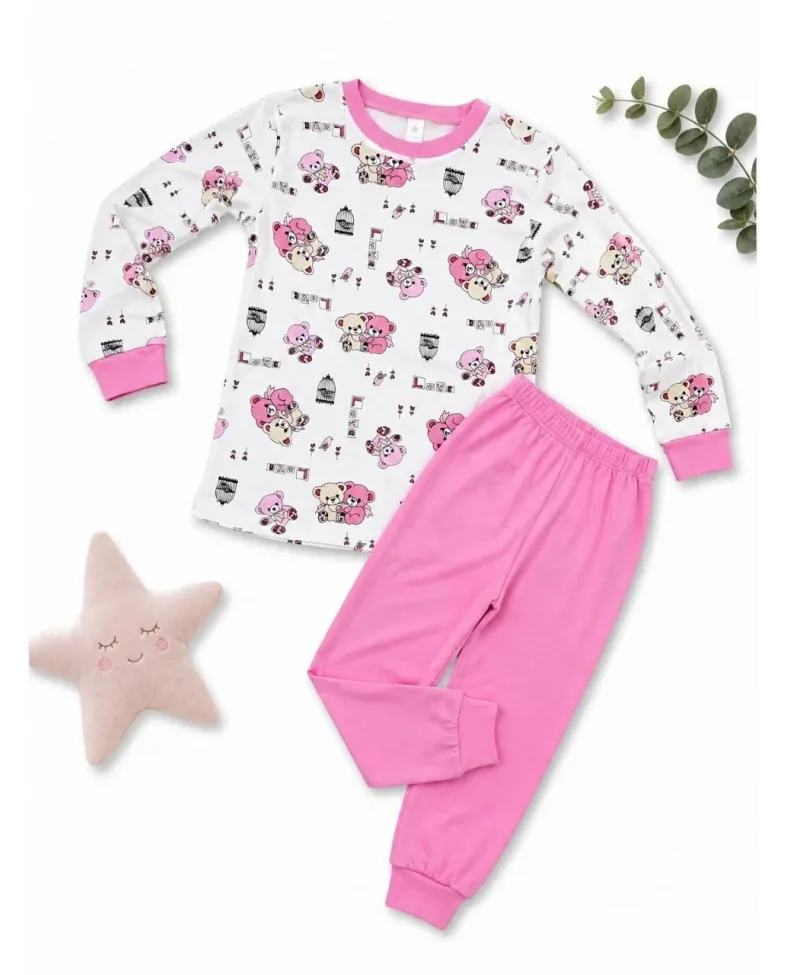 Kız Çocuk Premium Penye Koala Desenli Uzun Kollu Pijama Takımı 2-11 Yaş - Pembe