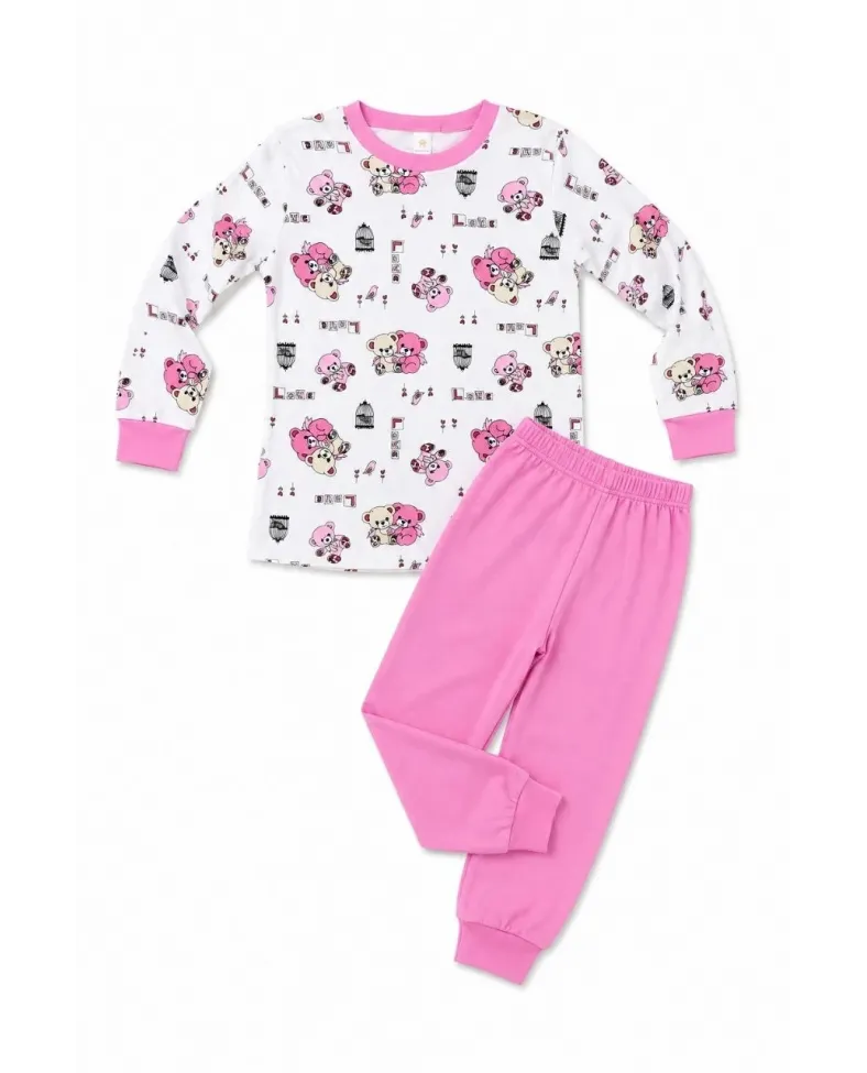 Kız Çocuk Premium Penye Koala Desenli Uzun Kollu Pijama Takımı 2-11 Yaş - Pembe