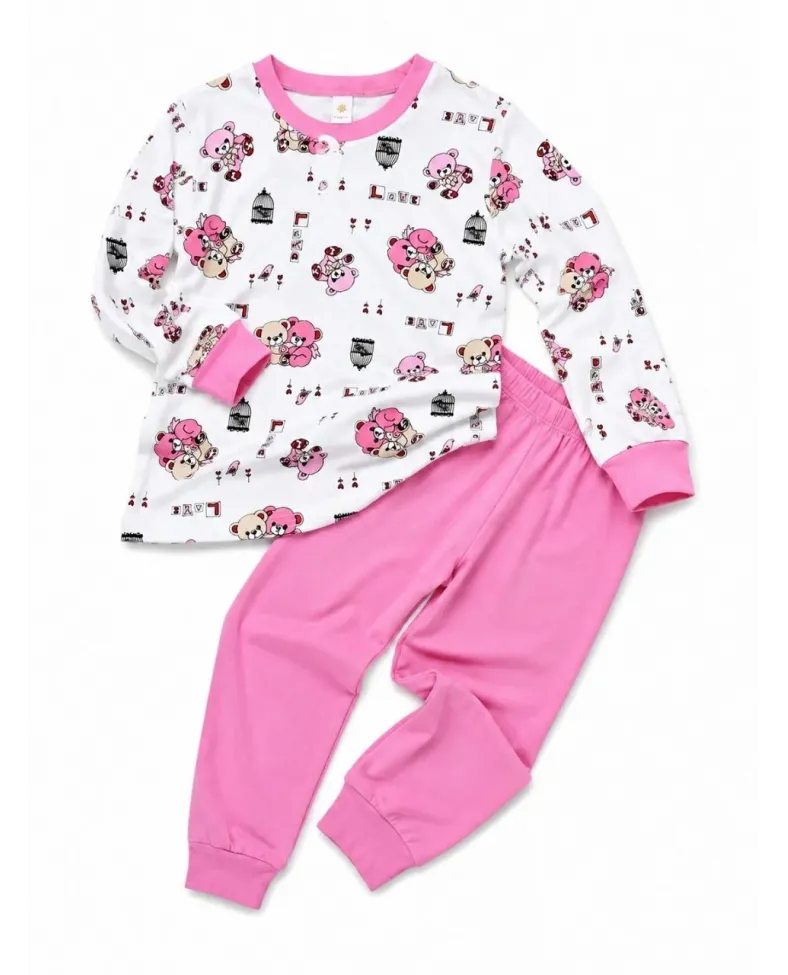 Kız Çocuk Premium Penye Koala Desenli Uzun Kollu Pijama Takımı 2-11 Yaş - Pembe