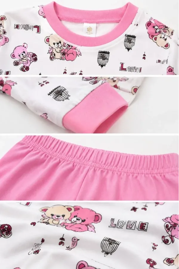 Kız Çocuk Premium Penye Koala Desenli Uzun Kollu Pijama Takımı 2-11 Yaş - Pembe