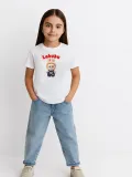 Kız Labubu Çocuk Baskılı T-Shirt - Beyaz