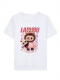 Kız Labubu Çocuk Baskılı T-Shirt - Beyaz