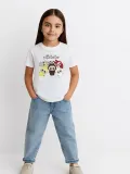 Kız Labubu Çocuk Baskılı T-Shirt - Beyaz