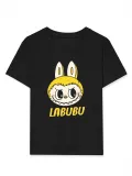 Kız Labubu Çocuk Baskılı T-Shirt - Siyah