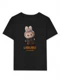 Kız Labubu Çocuk Baskılı T-Shirt - Siyah