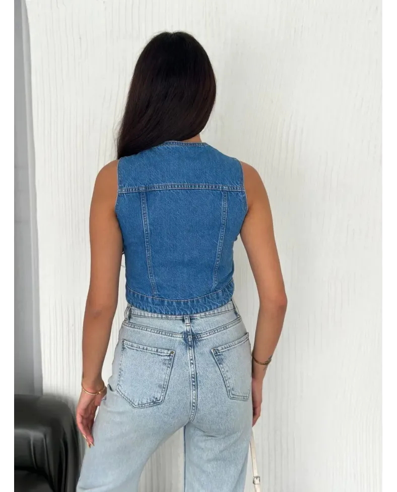 Kot Jeans Kadın Yelek - Mavi