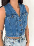 Kot Jeans Kadın Yelek - Mavi