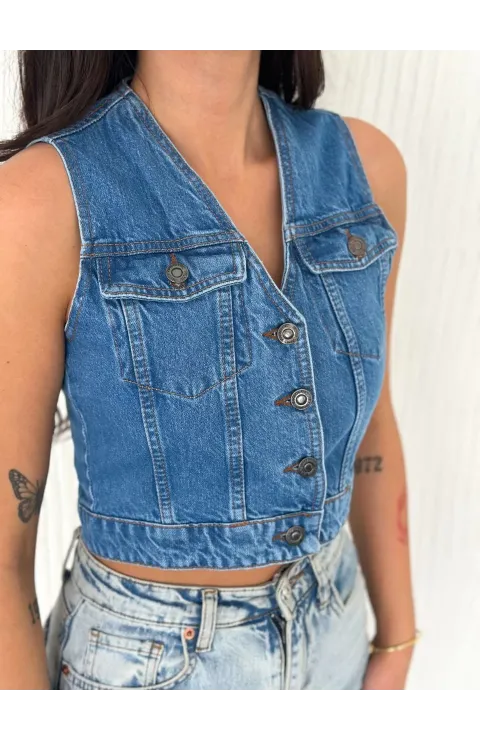 Kot Jeans Kadın Yelek - Mavi