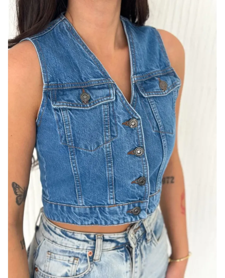Kot Jeans Kadın Yelek - Mavi