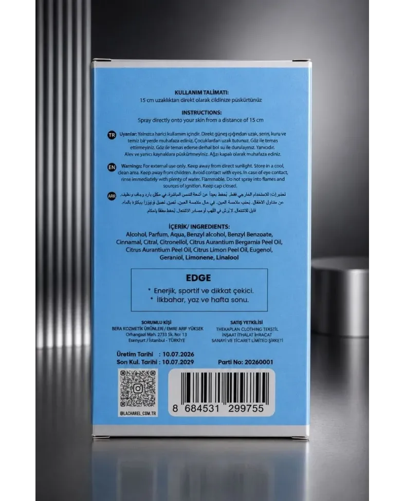 LACHAREL Edge Eau De Parfum 50 ML Enerjik Ferah ve Sportif Parfüm