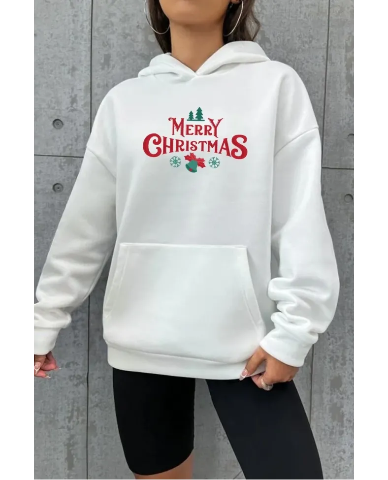 Merry Chrıstmas Sweatshirt & Hodie - Beyaz