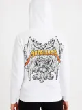 Metallica İki İplik Kapüşonlu Ön ve Arka Baskılı hoodie - Beyaz