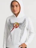 Metallica İki İplik Kapüşonlu Ön ve Arka Baskılı hoodie - Beyaz