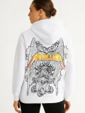 Metallica İki İplik Kapüşonlu Ön ve Arka Baskılı hoodie - Beyaz
