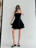 Kadın Mini Askılı Elbise - Siyah