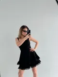 Kadın Mini Askılı Elbise - Siyah