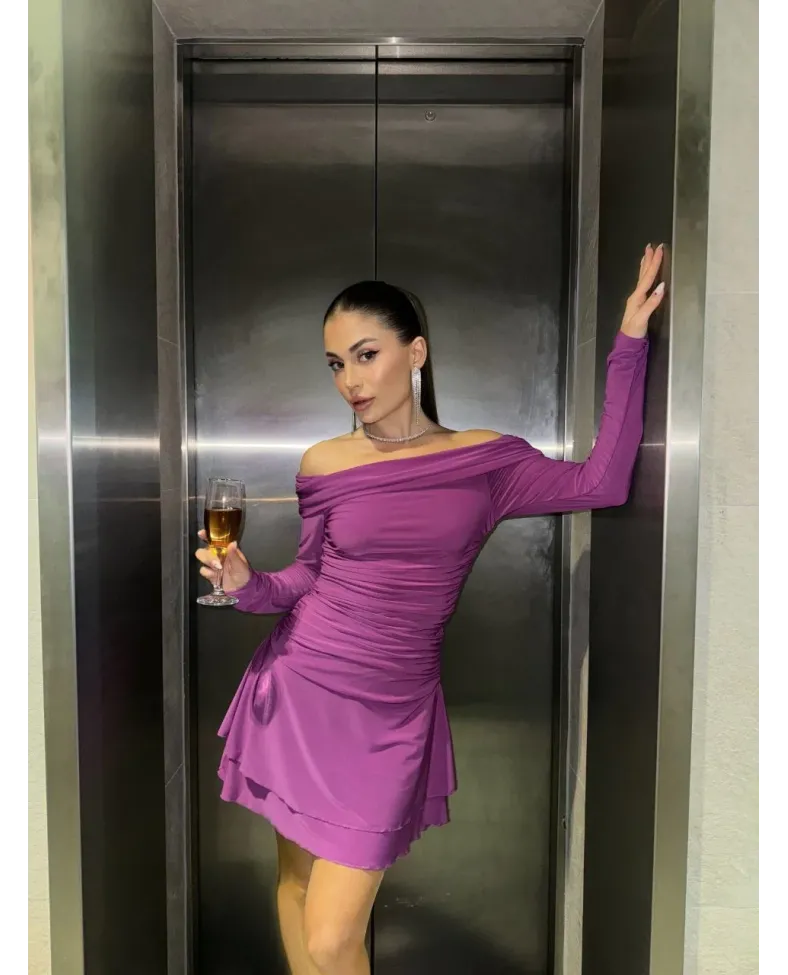 Mını Fırfırlı Elbise - Pembe