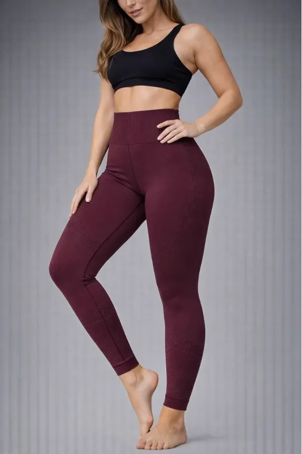 Nonofit Kadın Yüksek Bel Full Extra Toparlayıcı Likralı Ön Arka ve Bilek Desenli - Bordo