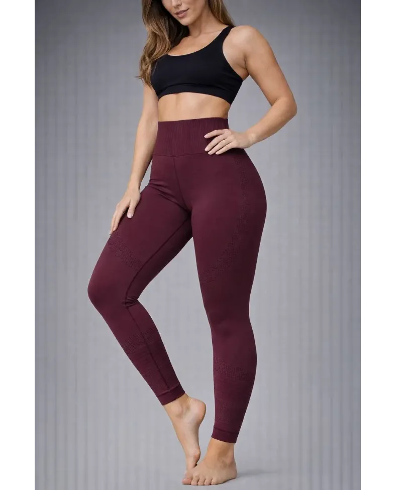 Nonofit Kadın Yüksek Bel Full Extra Toparlayıcı Likralı Ön Arka ve Bilek Desenli - Bordo