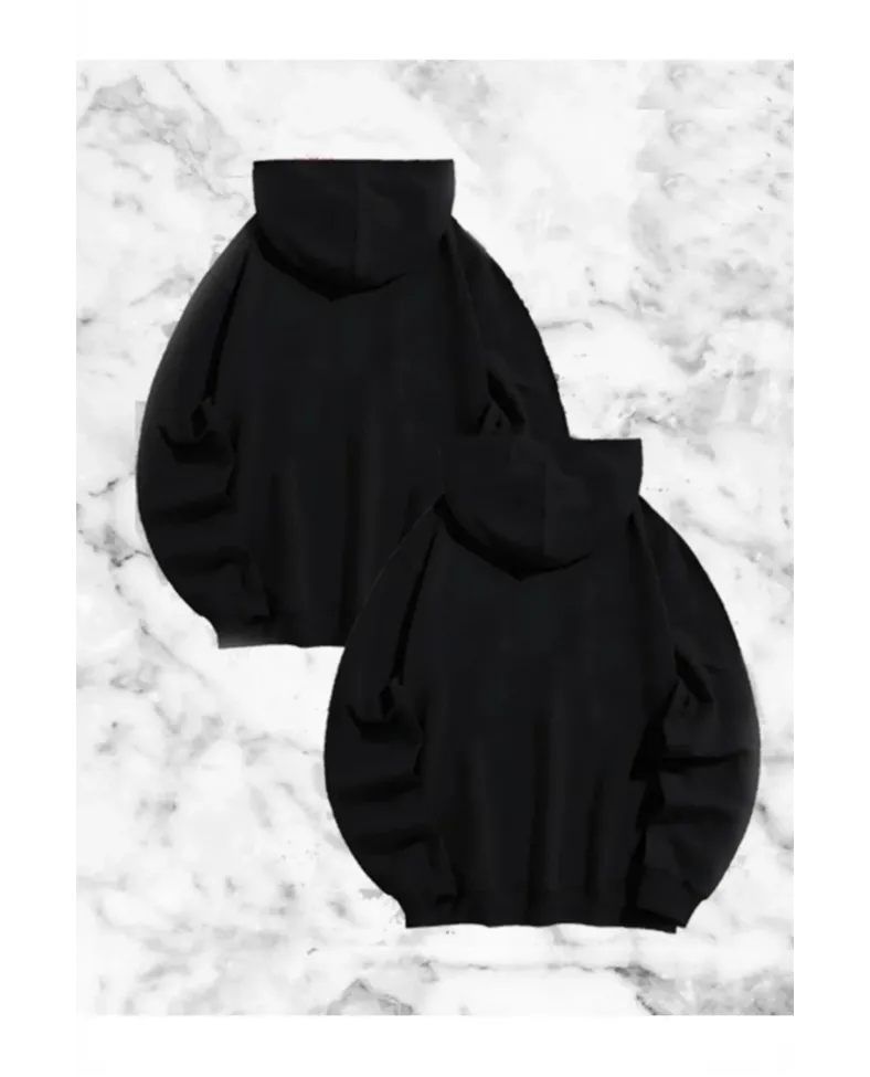 Örümcek Baskılı Sevgili Çift Kombini Kapüşonlu Sweatshirt & Hodie - Siyah