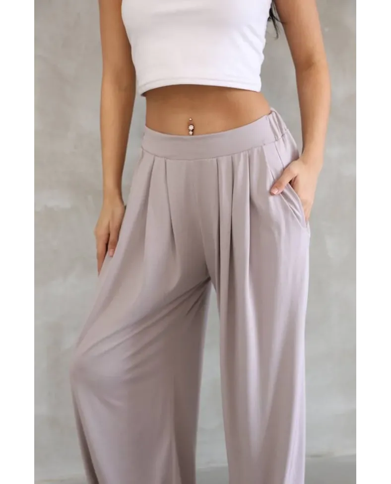 Osy Modal Yumuşak Dokulu Kadın Kumaş Boru Paça Salaş Eşofman - Bej